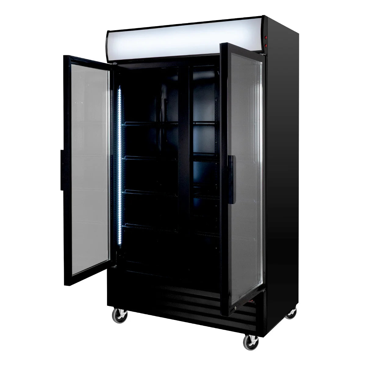 Getränkekühlschrank ECO 1000 mit Klapptüren und Leuchtaufsatz