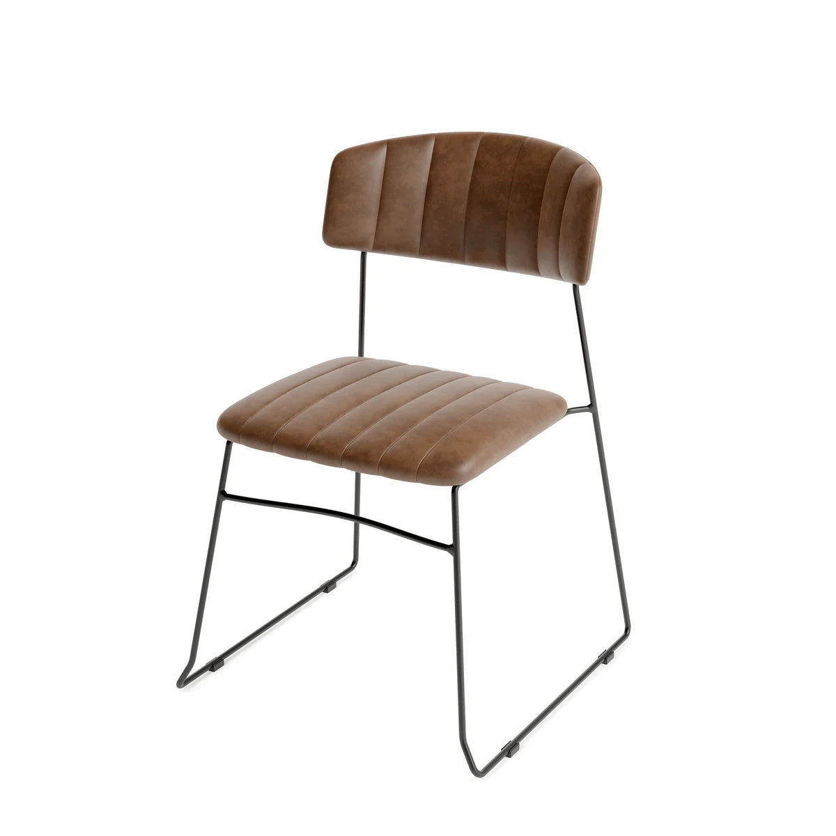 Feros Mundo Stapelstuhl Cognac, Kunstleder gepolstert, feuerhemmend, 540 x 550 x 790 mm