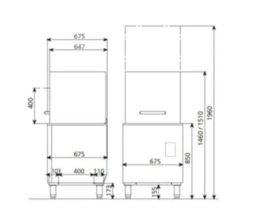 Haubenspülmaschine ECO 54 S 50x50 cm Korbmaß, mit Reiniger- & Klarspüldosierer, Made in Europe, 400 Volt