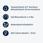 Haubenspülmaschine ECO 54 S 50x50 cm Korbmaß, mit Reiniger- & Klarspüldosierer, Made in Europe, 400 Volt