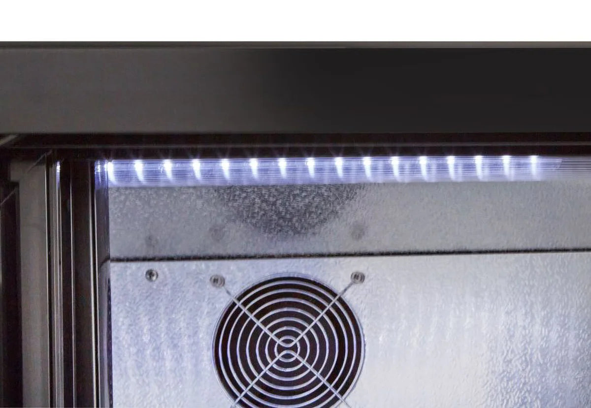 Barkühlschrank ECO 350 mit Schiebetüren schwarz, LED Beleuchtung, unterbaubar
