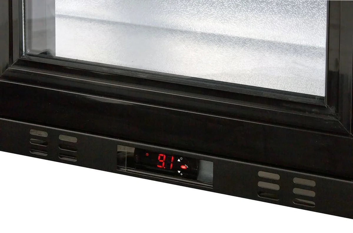 Barkühlschrank ECO 350 mit Schiebetüren schwarz, LED Beleuchtung, unterbaubar