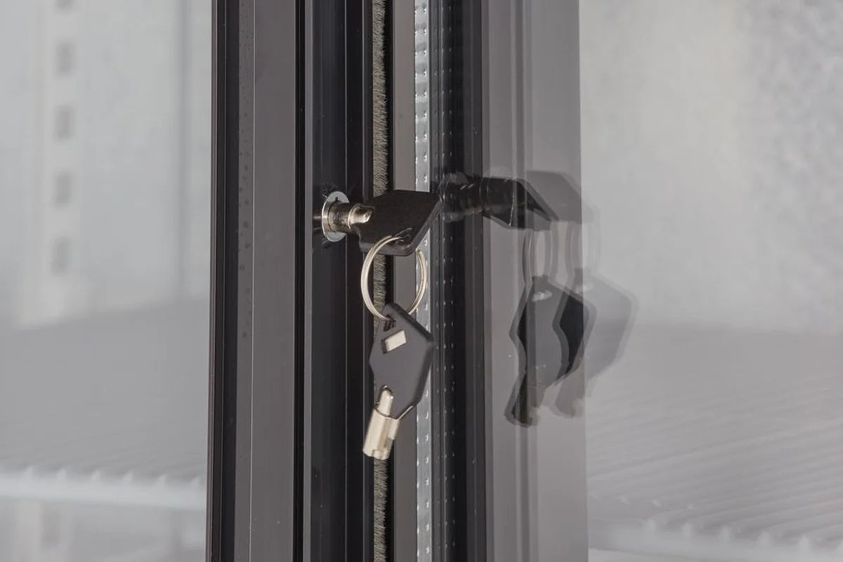 Barkühlschrank ECO 230 mit Schiebetüren schwarz, LED Beleuchtung, unterbaubar