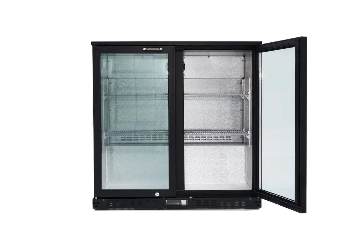 Barkühlschrank ECO 230 mit Klapptüren schwarz, LED Beleuchtung, unterbaubar