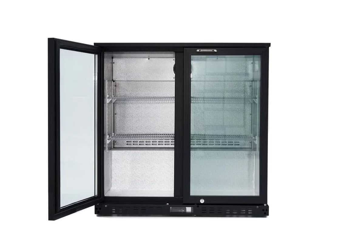 Barkühlschrank ECO 230 mit Klapptüren schwarz, LED Beleuchtung, unterbaubar