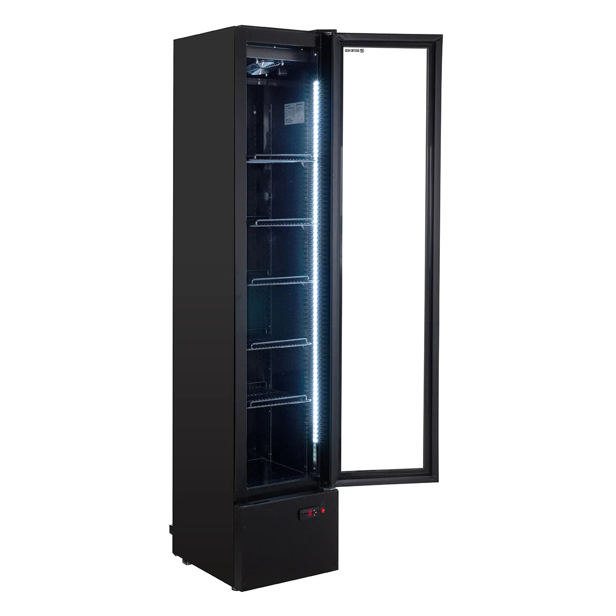 Getränkekühlschrank GKS-160 Slim, 160 Liter Kühlraumvolumen, Innenbeleuchtung, schwarz