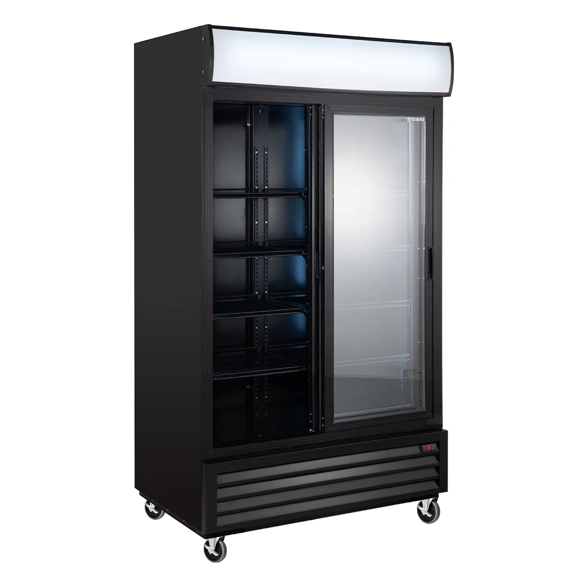 Getränkekühlschrank ECO 1000 mit Schiebetüren und Leuchtaufsatz