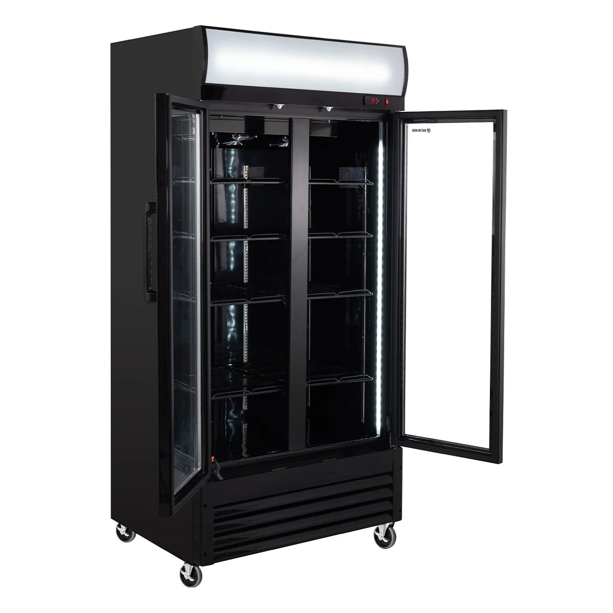 Getränkekühlschrank ECO 630 mit Leuchtaufsatz und Klapptüren