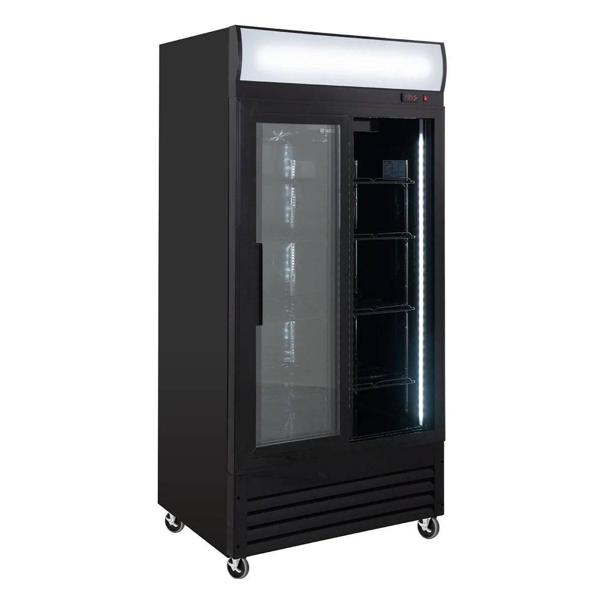 Getränkekühlschrank ECO 630 mit Leuchtaufsatz und Schiebetüren