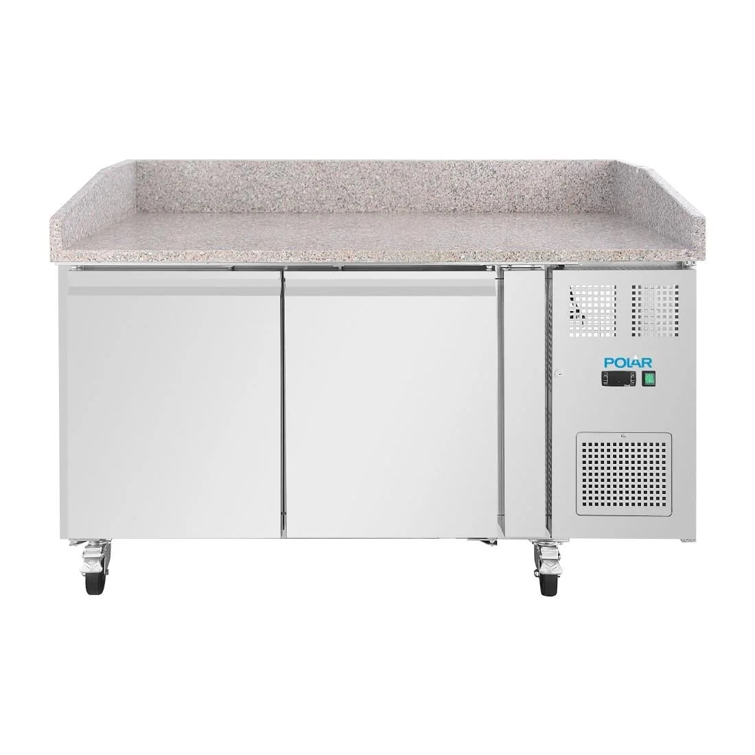 Polar U-Series Pizzatisch 2 Türen mit Granitplatte 428 Liter auf Rollen