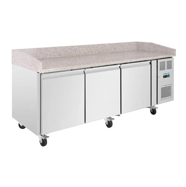Polar U-Series Pizzatisch 3 Türen mit Granitplatte 643 Liter auf Rollen