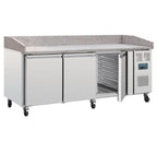 Polar U-Series Pizzatisch 3 Türen mit Granitplatte 643 Liter auf Rollen