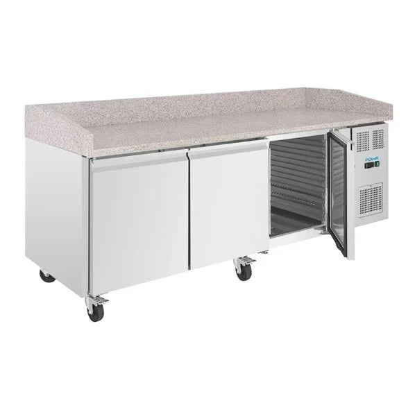 Polar U-Series Pizzatisch 3 Türen mit Granitplatte 643 Liter auf Rollen