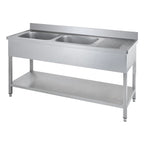 Spültisch Basic 16x6 mit 2 Becken links