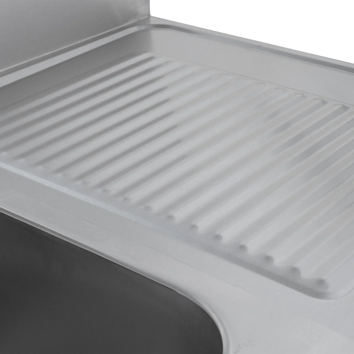 Spültisch Basic 16x6 mit 2 Becken links, Aufkantung und Grundboden