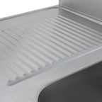 Spültisch Basic 16x6 mit 2 Becken rechts, Aufkantung und Grundboden
