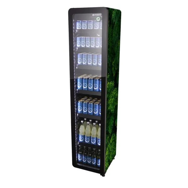 Gastro-Cool GD175 Getränkekühlschrank Retro Slim 212 Liter Eco Star, LED Beleuchtung, schwarz