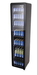 Gastro-Cool GD175 Getränkekühlschrank Retro Slim 212 Liter Eco Star, LED Beleuchtung, schwarz