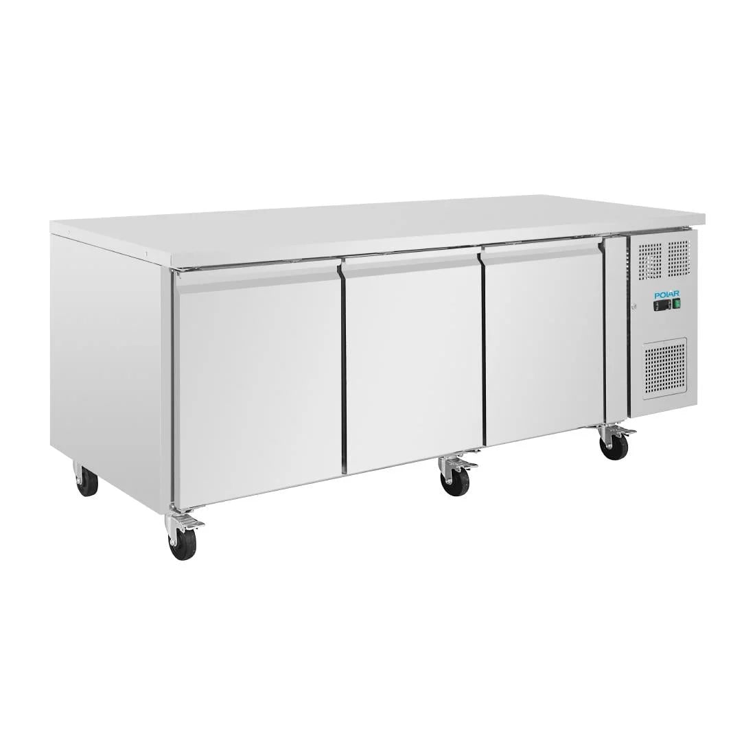 Polar U-Serie Bäckerei-Kühltisch EN 60x40 3 Türen 634 Liter auf Rollen