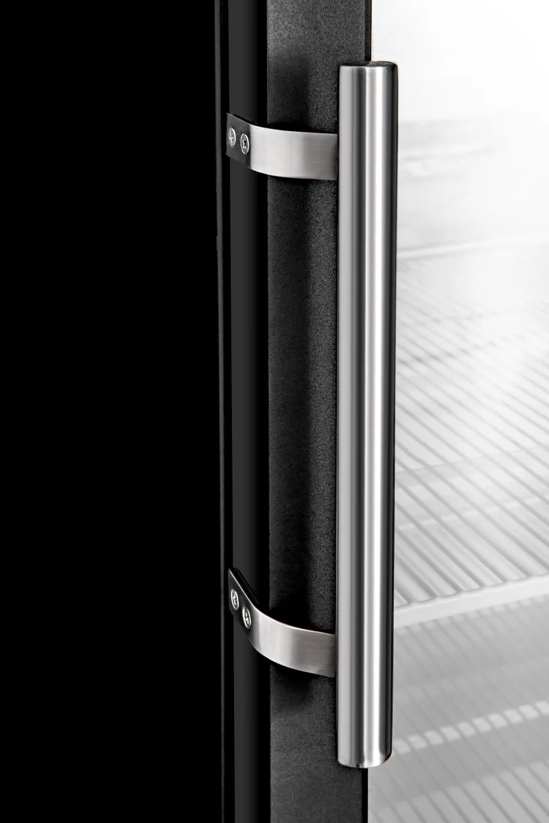Lagerkühlschrank ECO 600 mit Glastür, Innenraum aus Kunststoff, schwarz