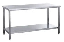 Edelstahl Arbeitstisch Eco 8x7 mit Grundboden
