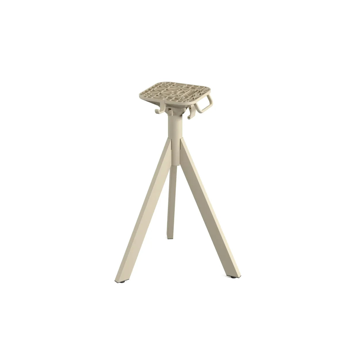 Feros Infinity Tripod Terrassentisch Sand frame + Tropical Wood HPL Ø70 cm