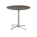 Feros X Cross Terrassentisch Sand gestell + Riverwashed Wood HPL Ø70 cm