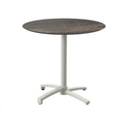 Feros X Cross Terrassentisch Sand gestell + Riverwashed Wood HPL Ø70 cm