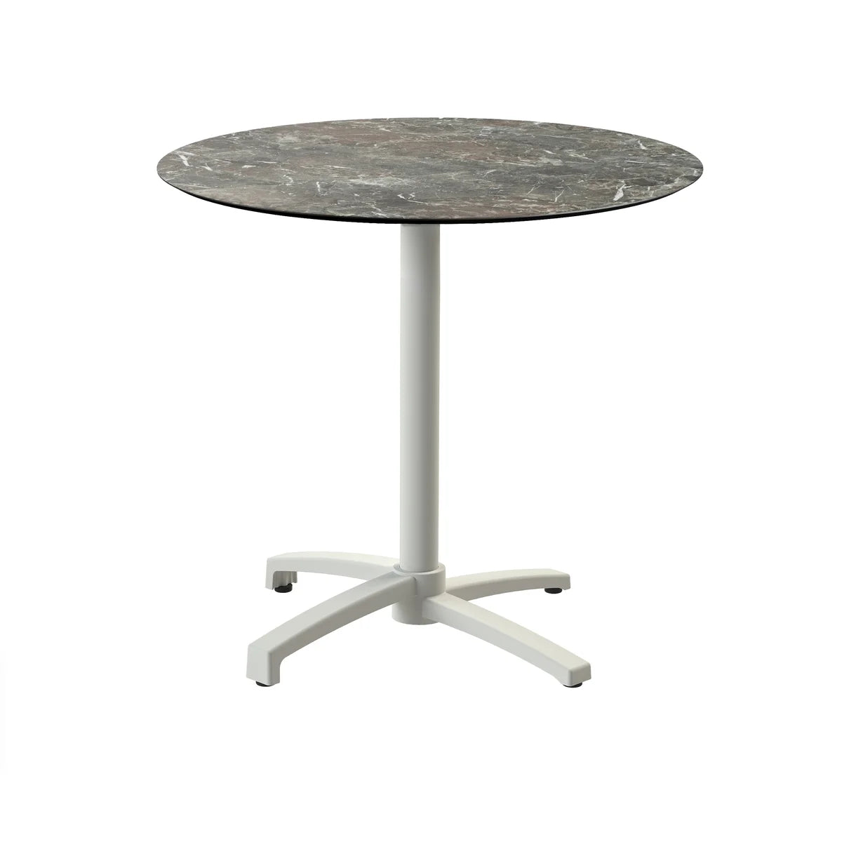 Feros X Cross Terrassentisch Sand gestell + Galaxy Marble HPL Ø70 cm
