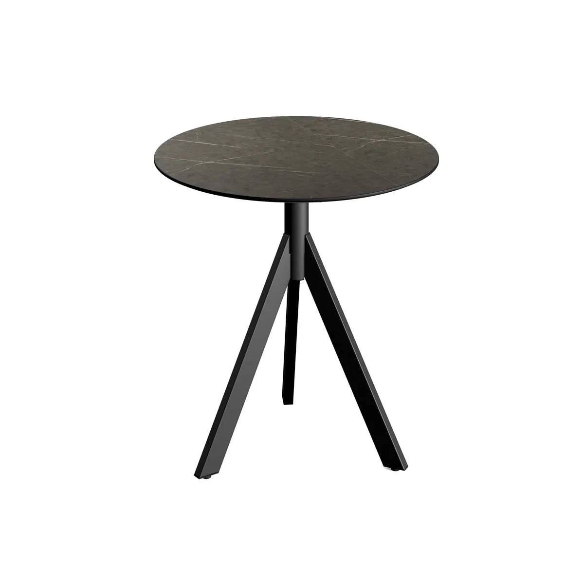 Feros Infinity Tripod Terrassentisch Schwarz frame + Midnight Marble HPL Ø70 cm