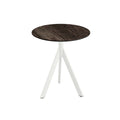 Feros Infinity Tripod Terrassentisch Weiß frame + Riverwashed Wood HPL Ø70 cm