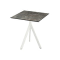Feros Infinity Tripod Terrassentisch Weiß frame + Galaxy Marble HPL 70x70 cm