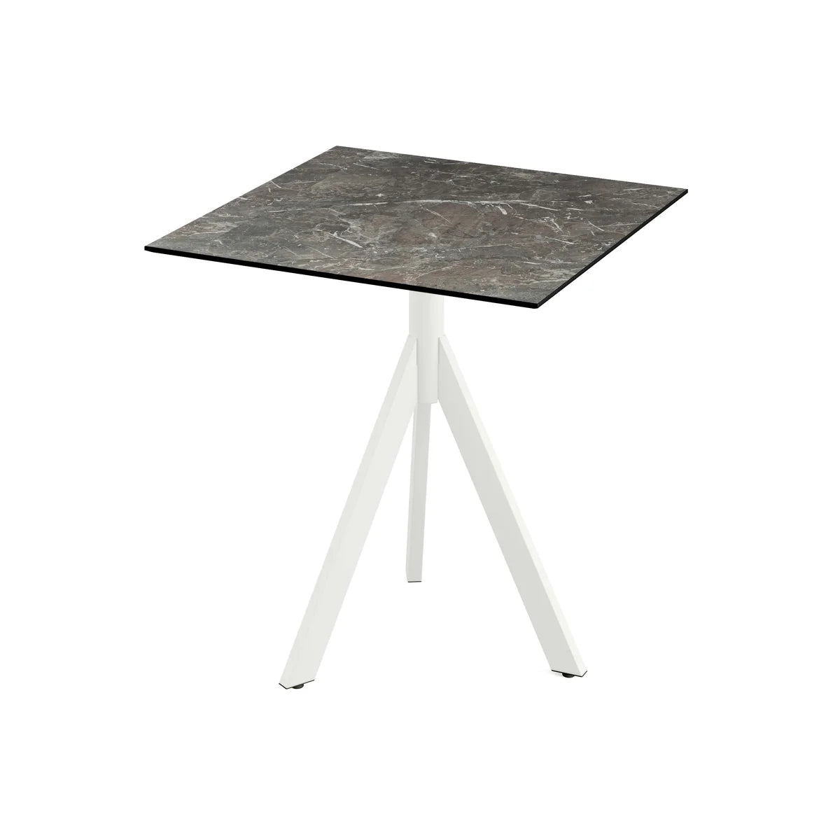 Feros Infinity Tripod Terrassentisch Weiß frame + Galaxy Marble HPL 70x70 cm