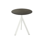 Feros Infinity Tripod Terrassentisch Weiß frame + Midnight Marble HPL Ø70 cm