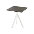 Feros Infinity Tripod Terrassentisch Weiß frame + Midnight Marble HPL 70x70 cm