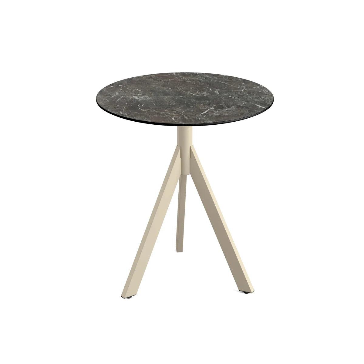 Feros Infinity Tripod Terrassentisch Sand frame + Galaxy Marble HPL Ø70 cm