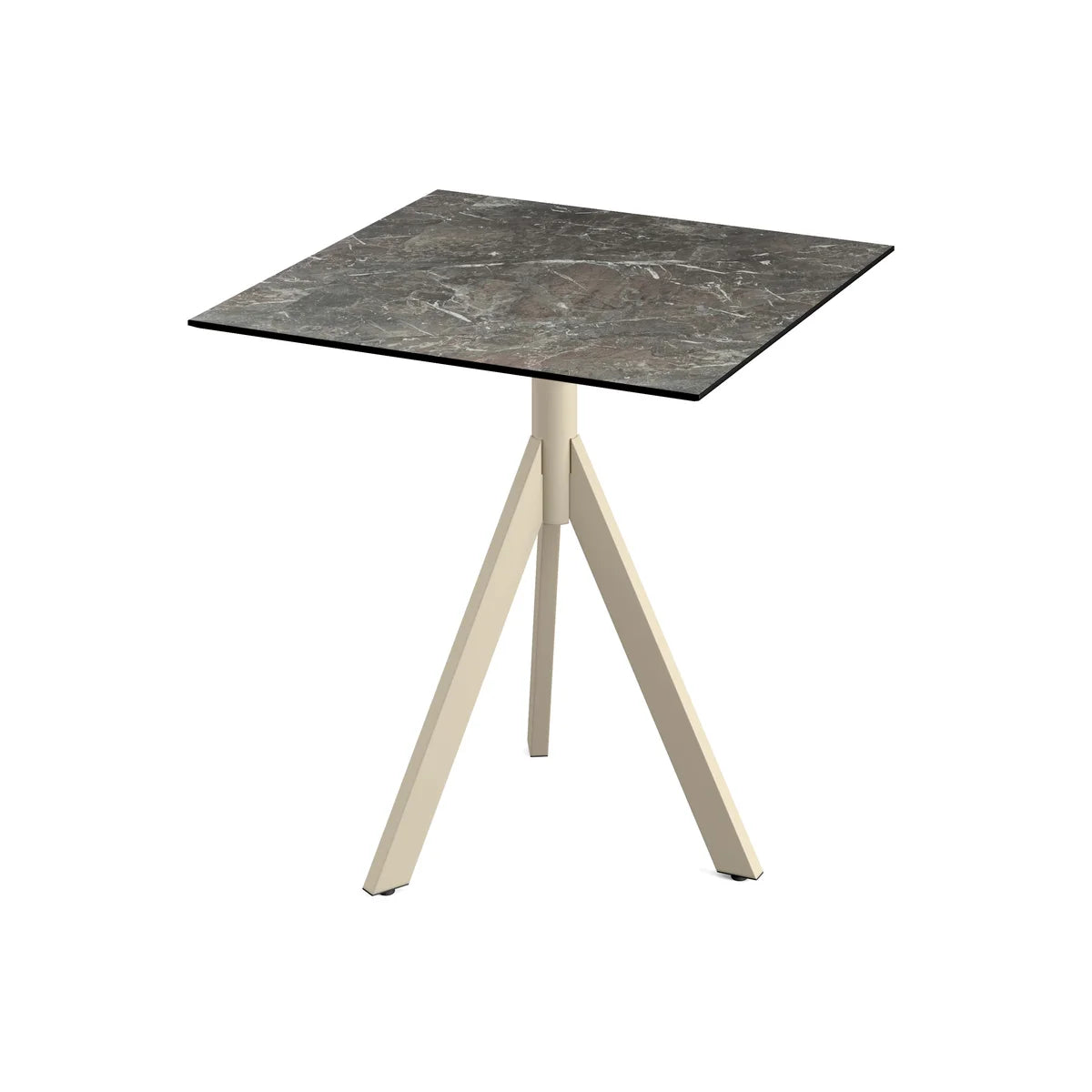 Feros Infinity Tripod Terrassentisch Sand frame + Galaxy Marble HPL 70x70 cm