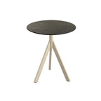 Feros Infinity Tripod Terrassentisch Sand frame + Midnight Marble HPL Ø70 cm