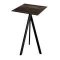 Feros Infinity Tripod Stehtisch Schwarz frame + Riverwashed Wood HPL 70x70 cm