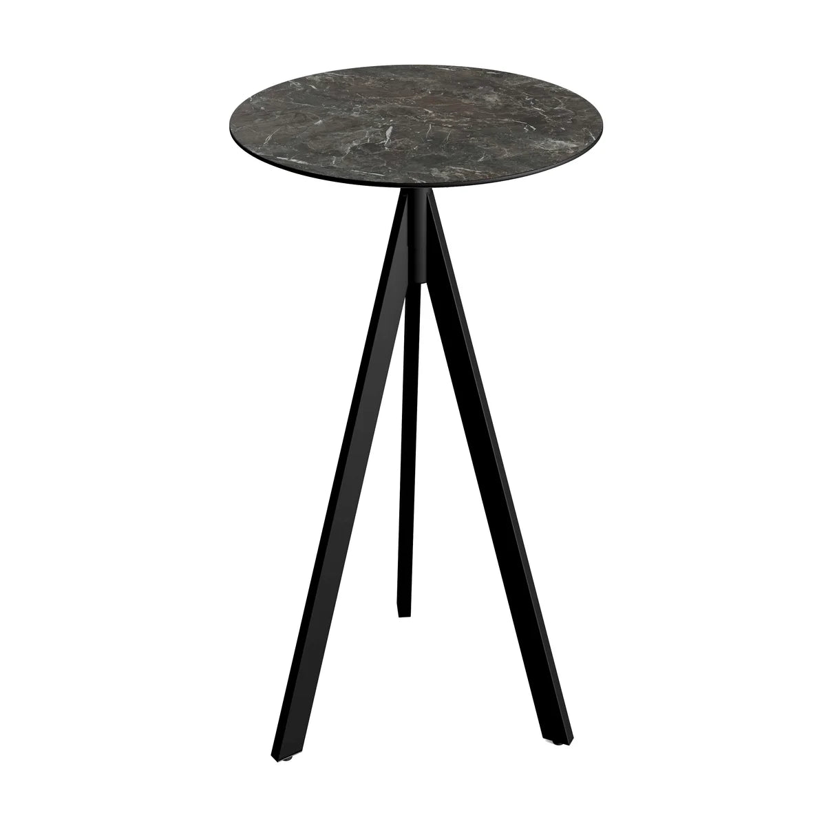 Feros Infinity Tripod Stehtisch Schwarz frame + Galaxy Marble HPL Ø70 cm