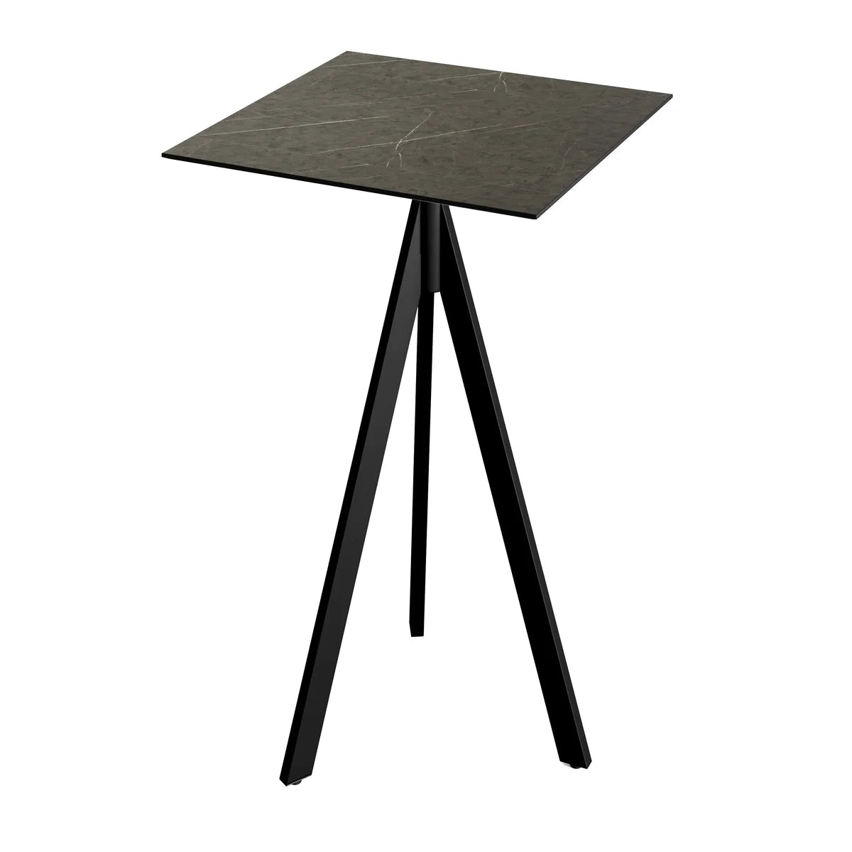 Feros Infinity Tripod Stehtisch Schwarz frame + Midnight Marble HPL 70x70 cm