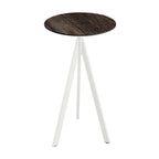 Feros Infinity Tripod Stehtisch Weiß frame + Riverwashed Wood HPL Ø70 cm