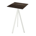 Feros Infinity Tripod Stehtisch Weiß frame + Riverwashed Wood HPL 70x70 cm