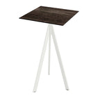 Feros Infinity Tripod Stehtisch Weiß frame + Riverwashed Wood HPL 70x70 cm