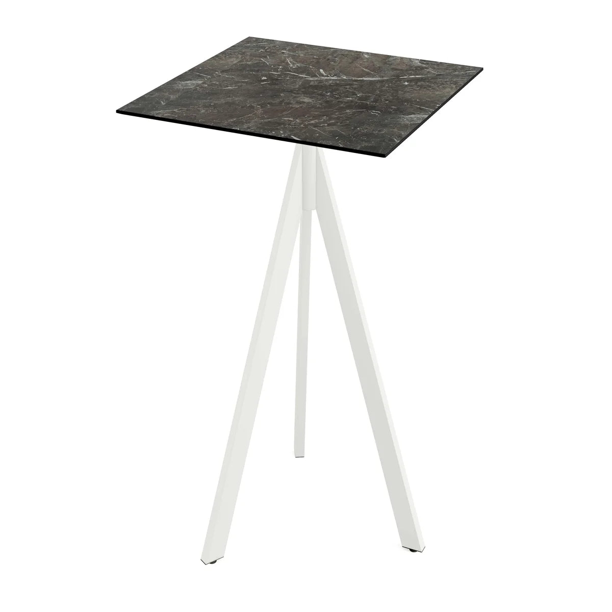 Feros Infinity Tripod Stehtisch Weiß frame + Galaxy Marble HPL 70x70 cm
