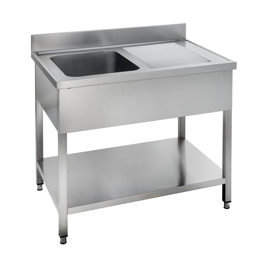Spültisch Basic 10x6 mit 1 Becken links, Aufkantung und Grundboden