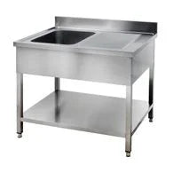 Spültisch Basic 10x6 mit 1 Becken links, Aufkantung und Grundboden