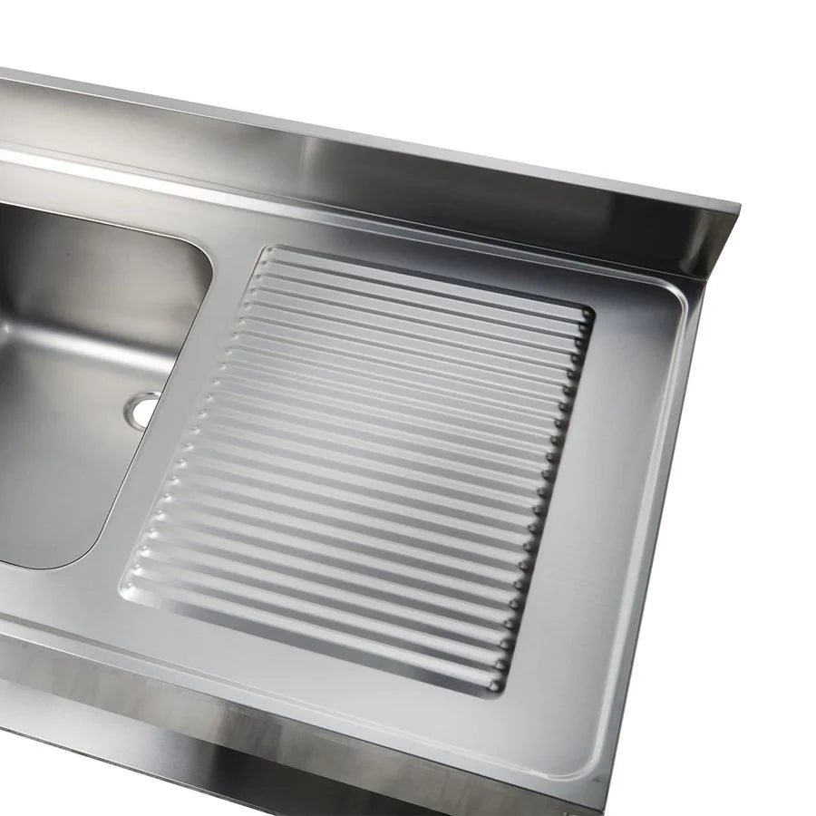 Spültisch Basic 10x6 mit 1 Becken links, Aufkantung und Grundboden