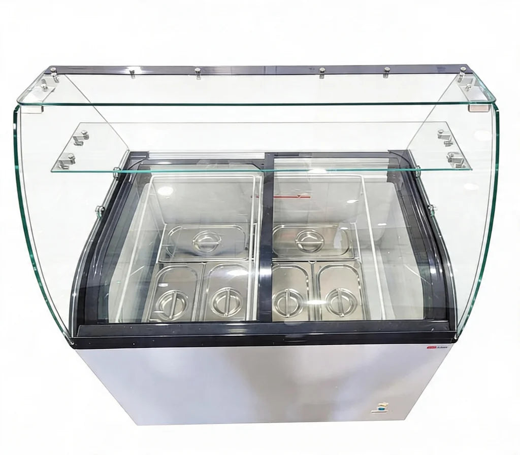 Speiseeisvitrine mit Glasaufsatz – 6 x 5 L – 273 L – inkl. Eisschalen