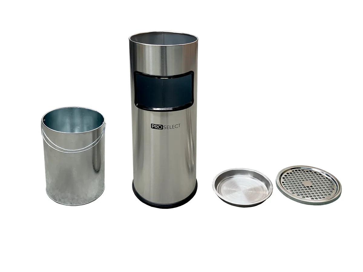 Standaschenbecher mit Abfalleimer - 30 Liter - Edelstahl